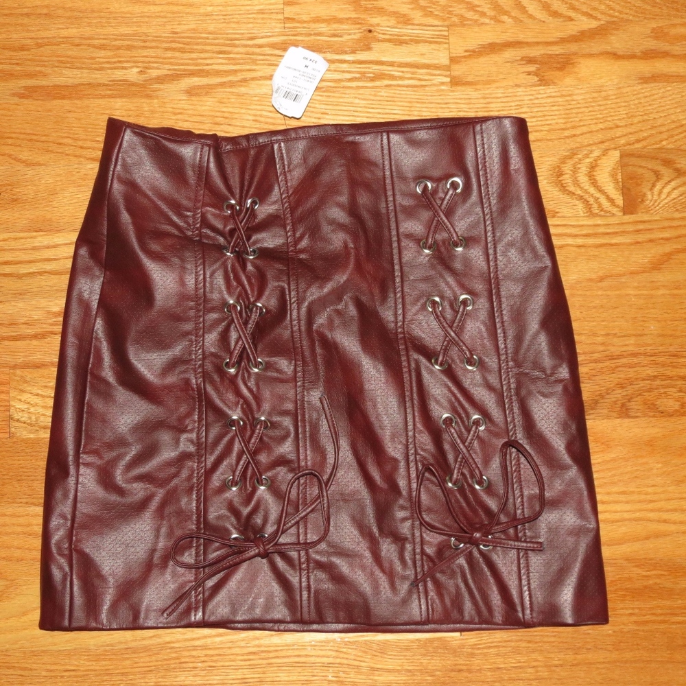 Maroon leather Skirt
